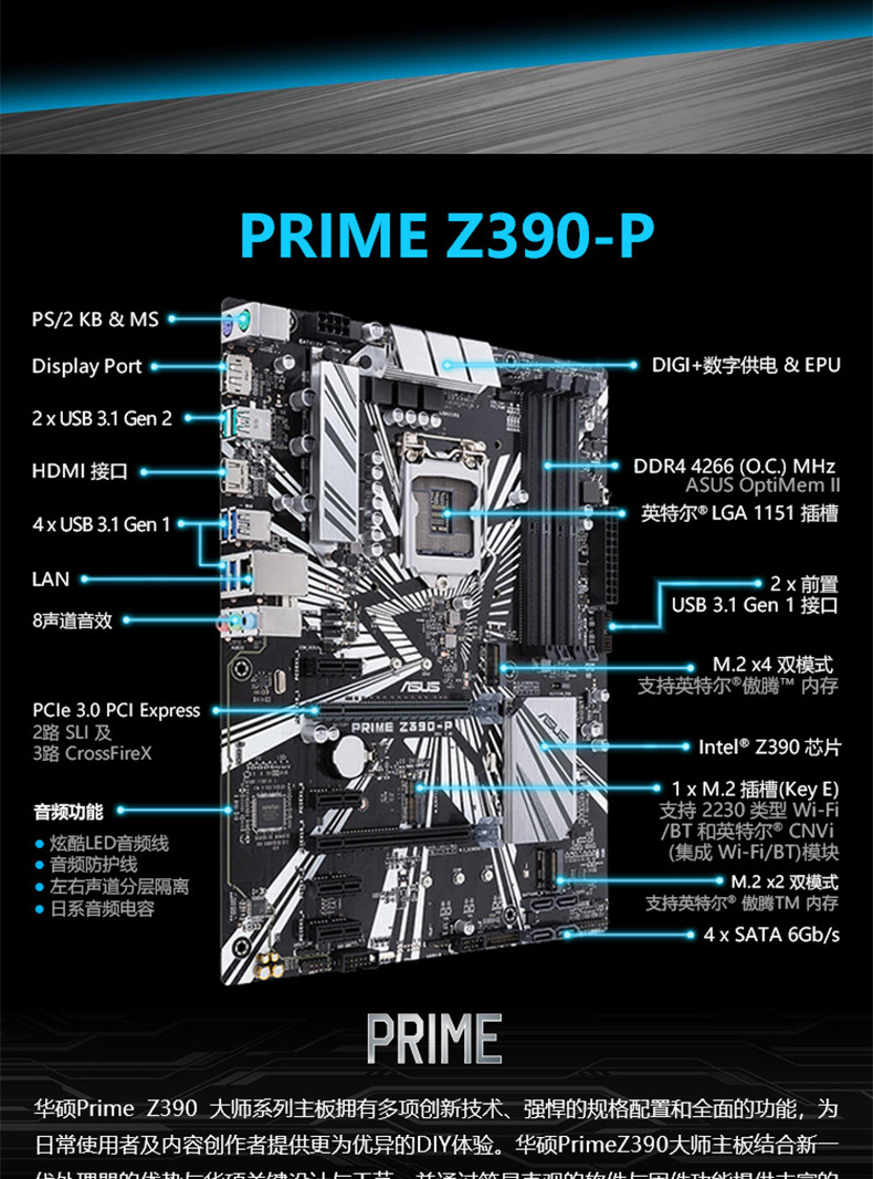 华硕PRIME Z390-P 8/9代电竞主板的卓越音效之旅